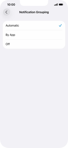 Press the required setting.