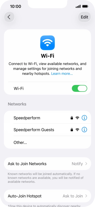 Press the required Wi-Fi network and key in the password for the Wi-Fi network.