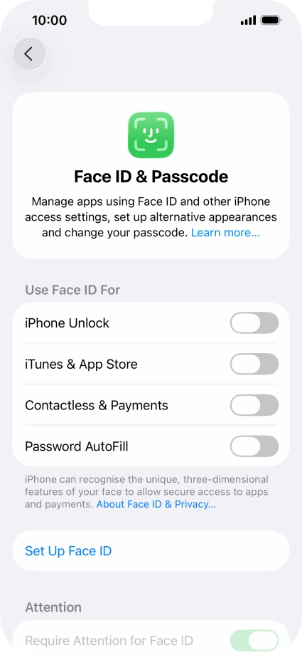 Press Set Up Face ID.