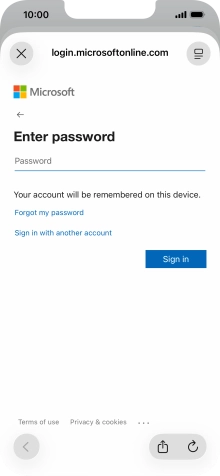 Press Password and key in the password for your email account.