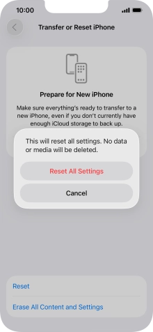 Press Reset All Settings.
