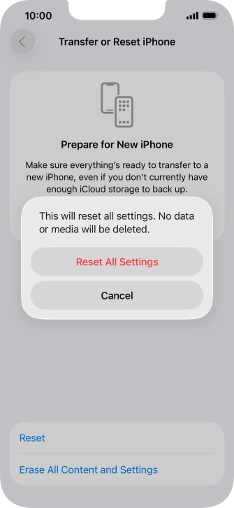 Press Reset All Settings.
