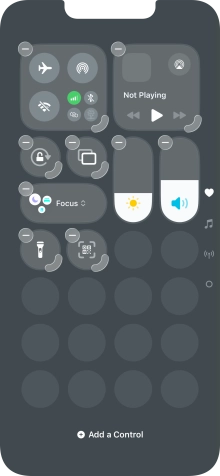 Press Add a Control and follow the instructions on the screen to add the required function to Control Centre.