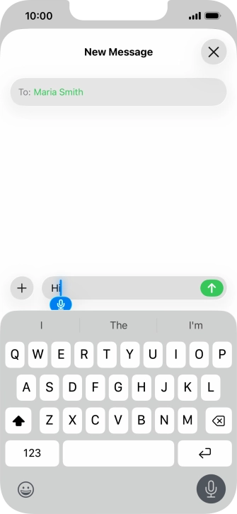 Press the microphone icon to end dictation.