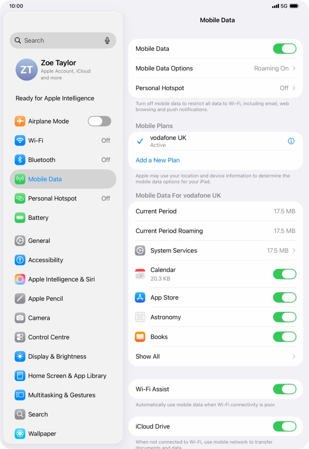 Press Mobile Data Options.