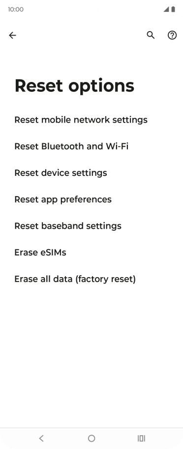 Press Erase all data (factory reset).