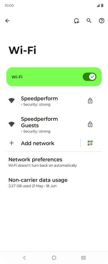 Press the required Wi-Fi network.