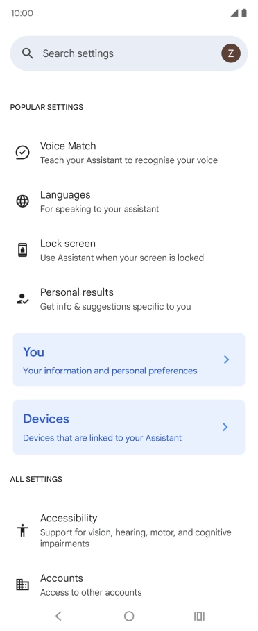 Press Voice Match and follow the instructions on the screen to turn automatic activation of Google Assistant on or off.