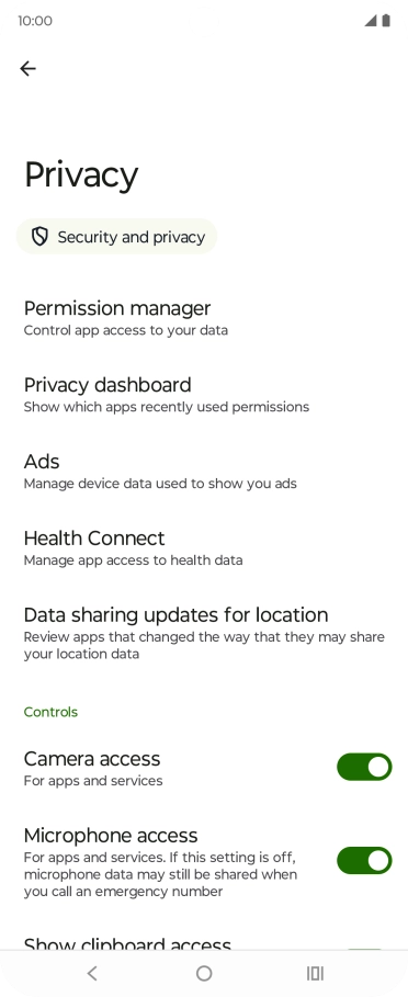 Press Privacy dashboard.