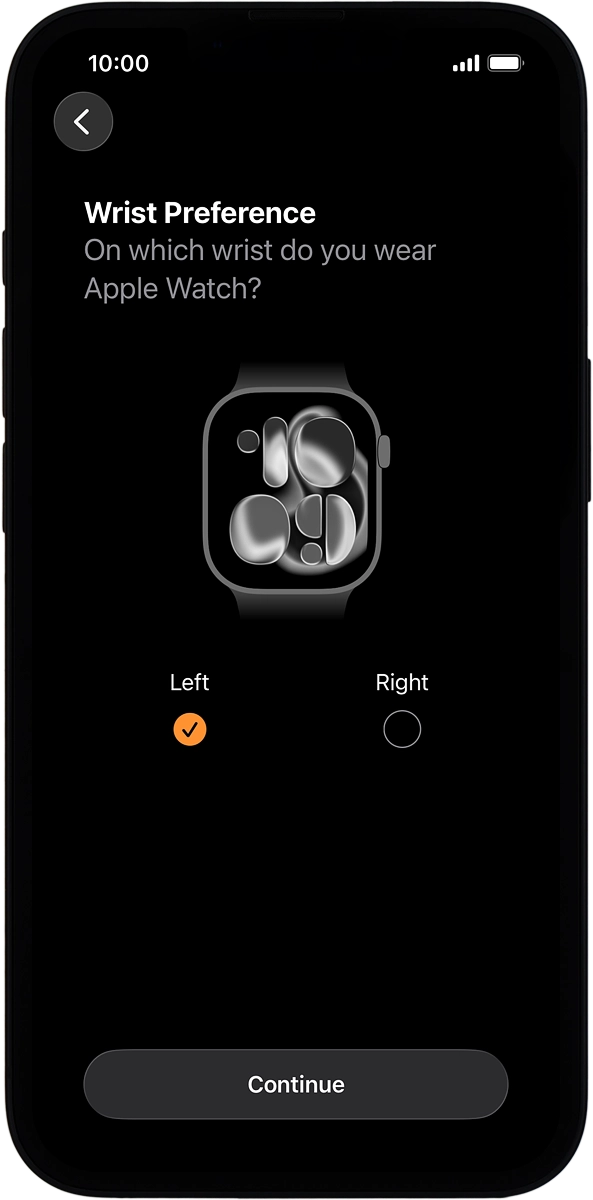On your phone: Press the required setting and select on which wrist you want to wear your watch.