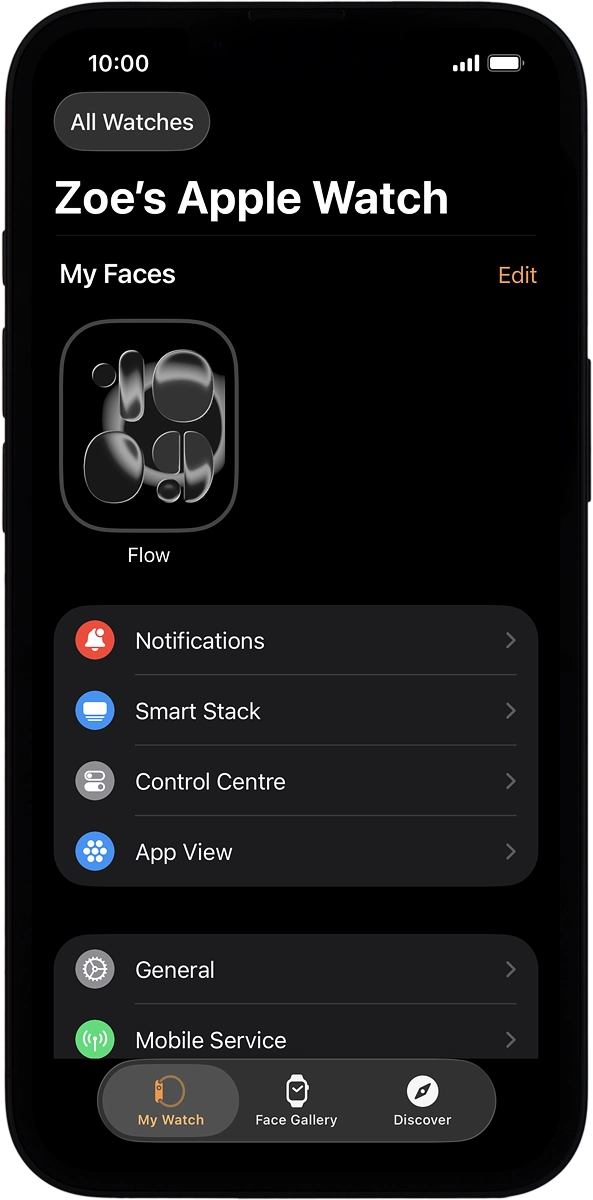 On your phone: Press My Watch.