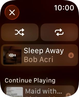 Press the shuffle icon to turn the function on or off.