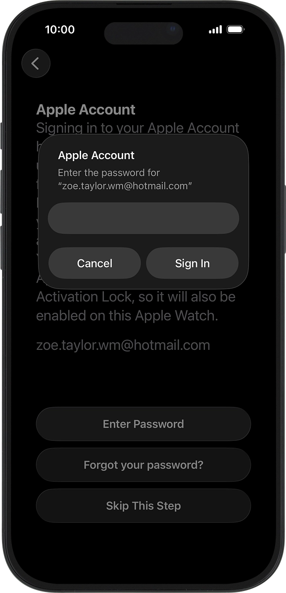On your phone: Key in the password for your Apple ID and press Sign In.