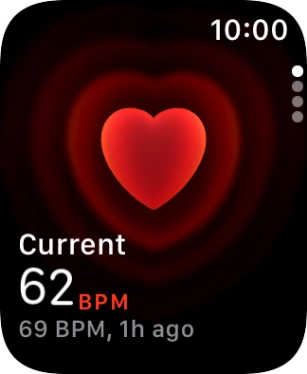 Your current heart rate is displayed below Current.