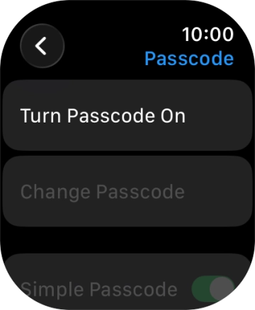 Press Turn Passcode On and key in a lock code of your own choice twice.