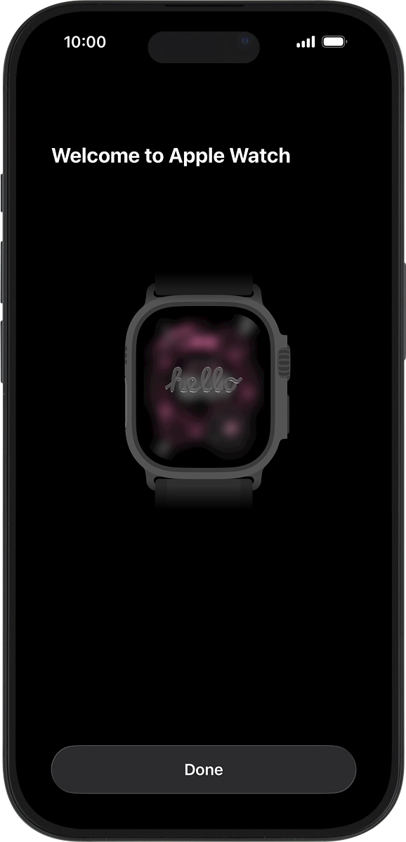 On your phone: Wait a moment while the activation of your Apple Watch is completed and press Done.