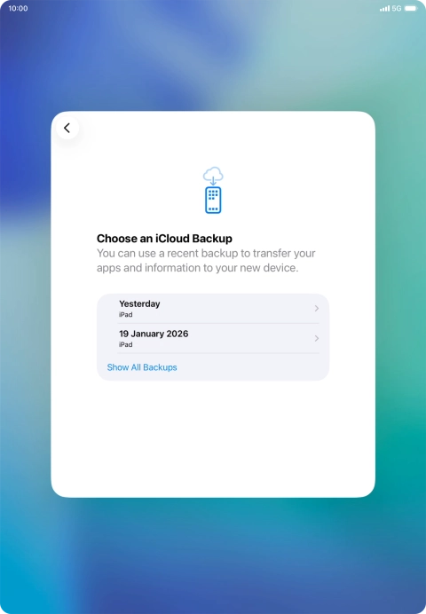 Press the required backup and your tablet restores the content of the selected backup. Subsequently, follow the instructions on the screen to set up your tablet and prepare it for use.