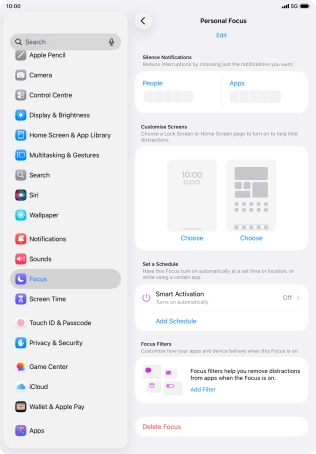 Press People and follow the instructions on the screen to select which contacts you would like to receive calls and notifications from when the selected focus mode is active.