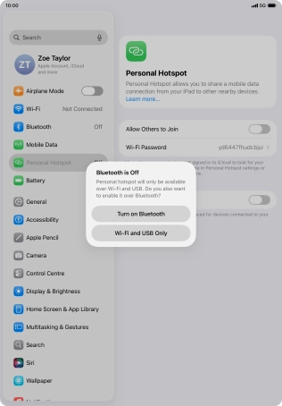 If Wi-Fi is turned on, press Wi-Fi and USB Only.