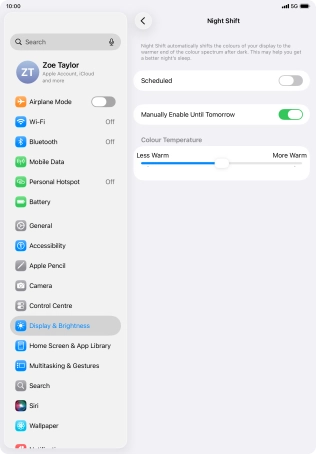 Press and drag the indicator below 