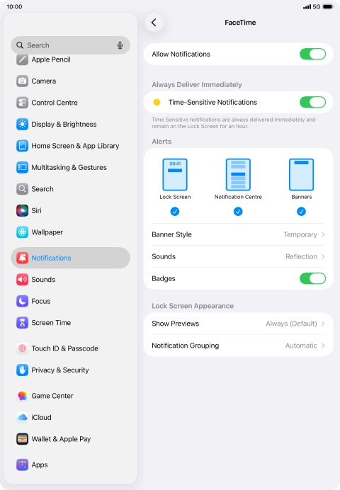 Press the indicator next to 