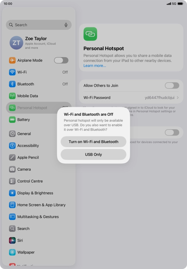 If Wi-Fi is turned off, press Turn on Wi-Fi and Bluetooth.
