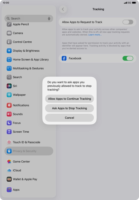 If you turn off the function, press the required setting.