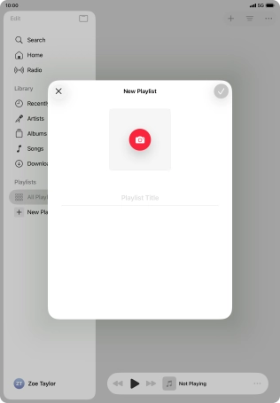 Press the text input field and key in a name for the playlist.