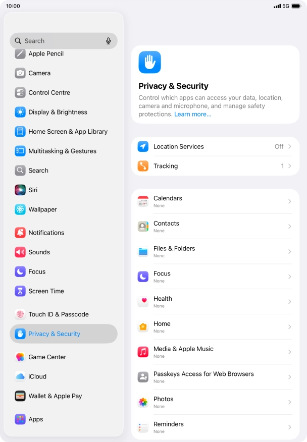 Press Location Services.