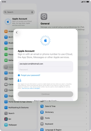 Press Password and key in the password for your Apple Account.