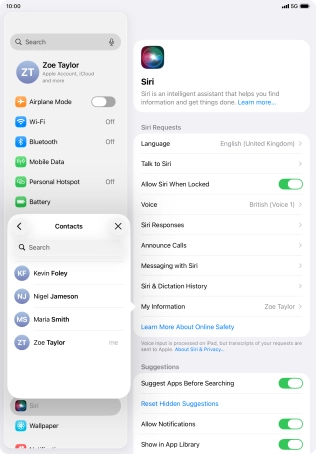 Press the required contact.