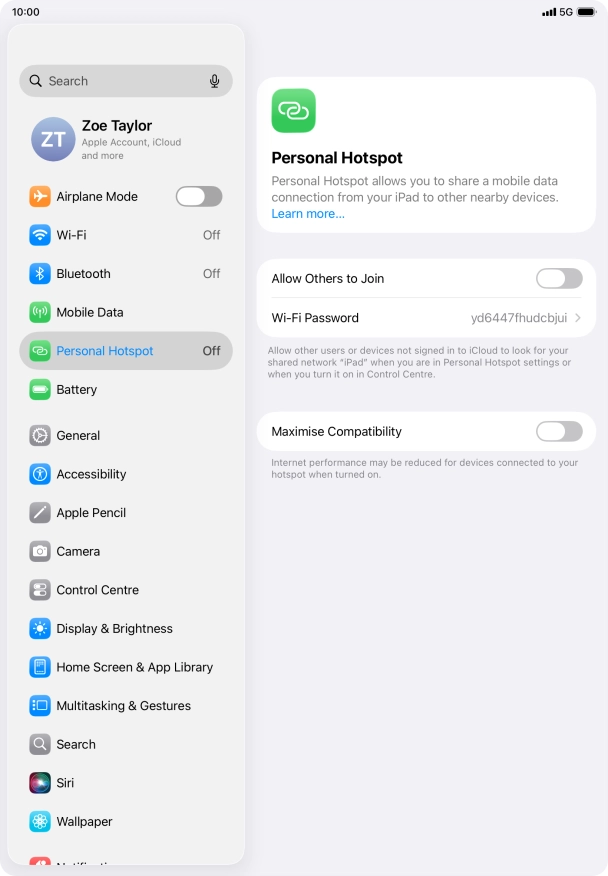 Press Wi-Fi Password and key in the required password.
