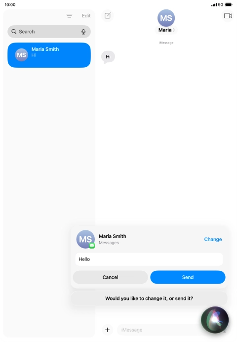 If an app is open on your tablet, such as Messages, you can also use the functions available here, e.g.: REPLY [text].