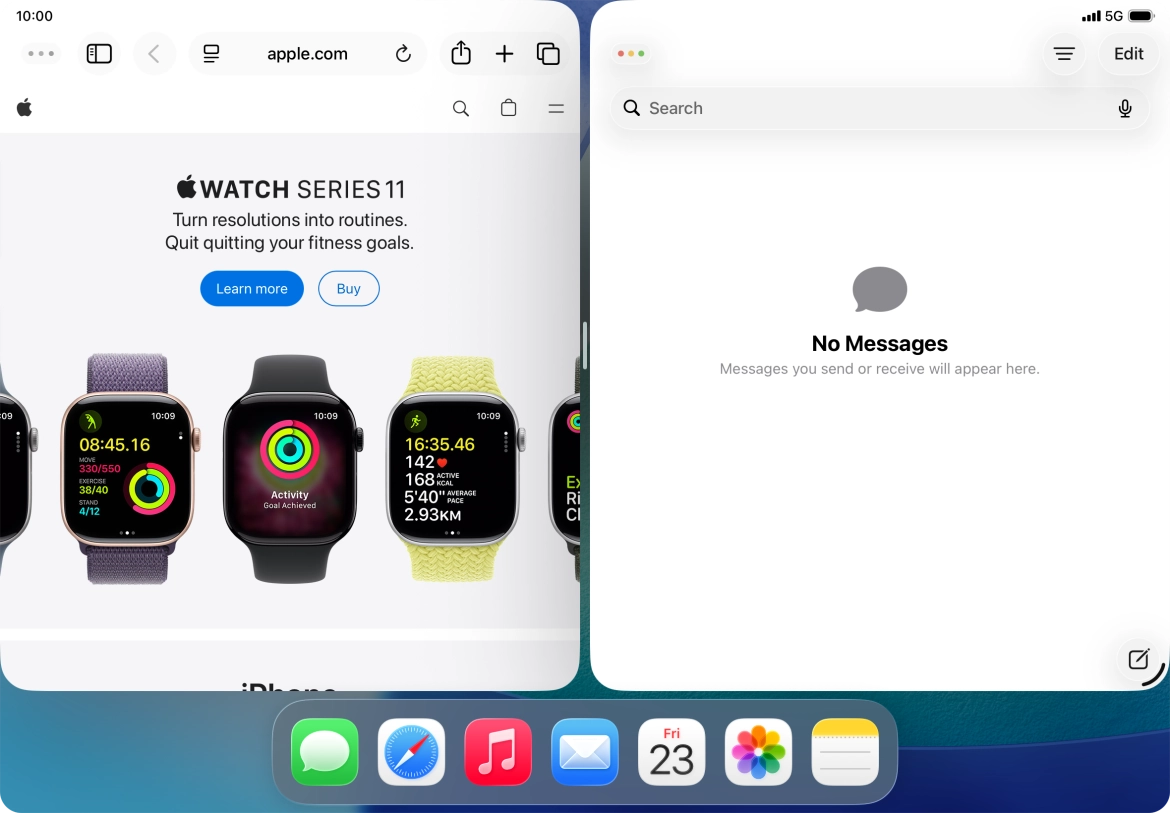 The applications are now displayed on a split screen.