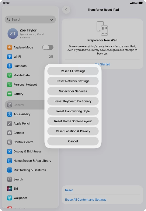 Press Reset All Settings.