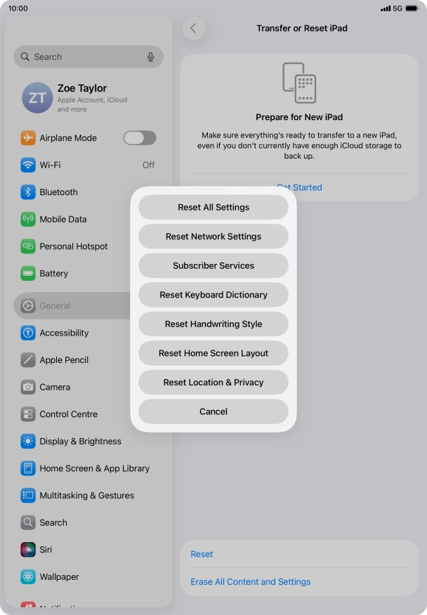 Press Reset All Settings.