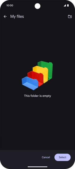 To create a new folder, press the new folder icon and follow the instructions on the screen to create a new folder.