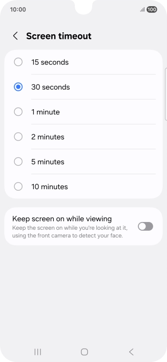 Press the required setting.