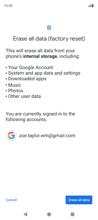 Press Erase all data.