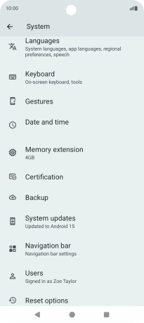 Press Reset options.