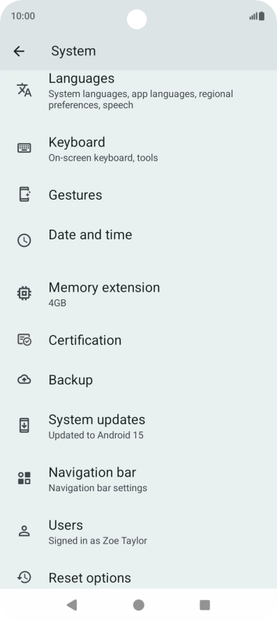 Press Reset options.