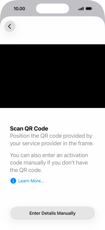 Place the QR code you've received inside the phone camera frame to scan the code. Your eSIM is transferred to your new phone over the internet.