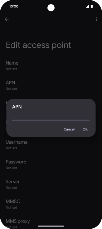 Key in mms.vodafone.net and press OK.