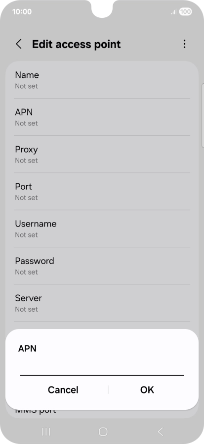 Key in wap.vodafone.co.uk and press OK.