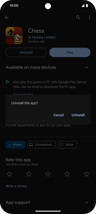 Press Uninstall.