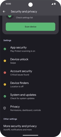 Press More security and privacy.