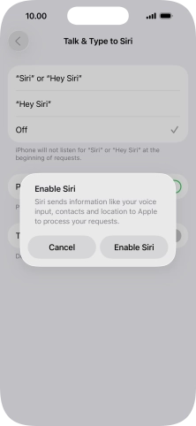 Press Enable Siri.
