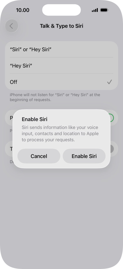 Press Enable Siri.