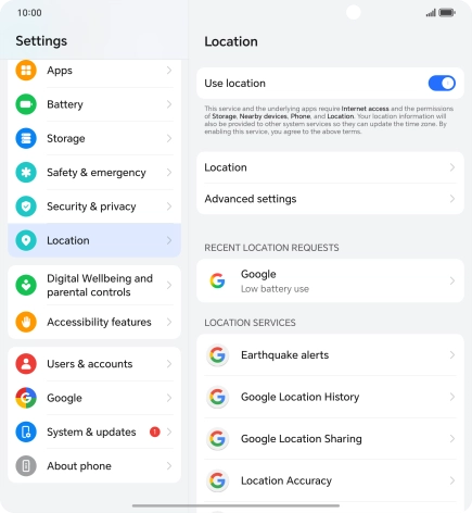 Press Location Accuracy.