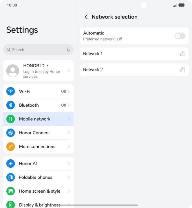 Press the required network.